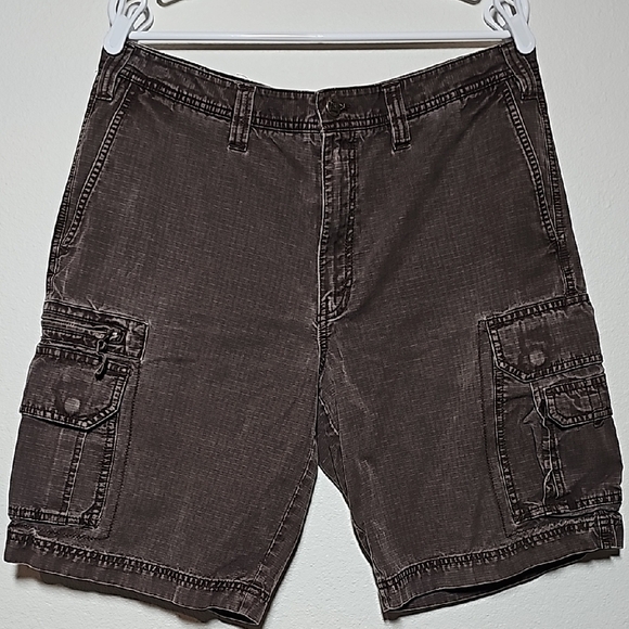 Eddie Bauer Shorts Cargo Ripstop Flat Front Relaxed Pockets Zipper Fly Brown 36 - Picture 1 of 13